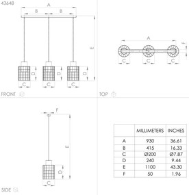 Eglo 43648 - Luster na lanku MILLIGAN 3xE27/40W/230V strieborná
