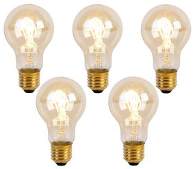 Sada 5 LED žiaroviek E27 so špirálovým vláknom A60 Goldline 2W 150lm 2200K