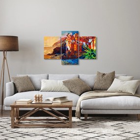 Obraz - Dedina na pobreží Cinque Terre, Talianska riviéra, moderný impresionizmus (90x60 cm)