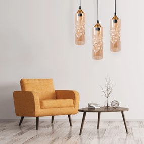 Toolight - závesná lampa E27 60W APP901-1CP, oranžová-zlatá, OSW-06673