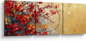 Obraz - Kvitnúci strom (s hodinami) (90x30 cm)