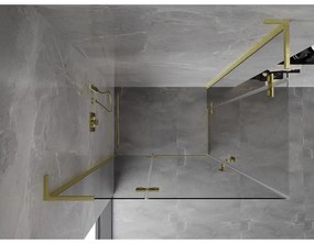 Mexen Mist-H L Duo, 2-krídlový sprchový kút 100 x 70 cm, číre sklo, zlatý matný profil, 8A5L-100L-070P-55-00