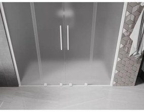 Mexen Velar Duo, posuvné sprchové dvere do otvoru 170 cm, 8mm sklo námraza, biela matná, 871-170-000-32-20