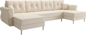 Rozkladacia sedacia súprava do U SILVIANO 300x140 cm, krémová + 2 vankúšiky ZDARMA
