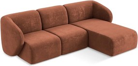 Ženilková rohová pohovka v terakotovej farbe (pravý roh/s leňoškou) Lani – Makamii