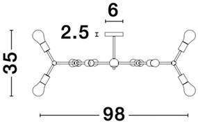 Industriálne stropné svietidlo Calisto 98 Mosadz
