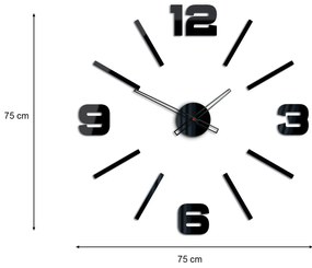 Nástenné samolepiace hodiny Vito 75 cm čierne