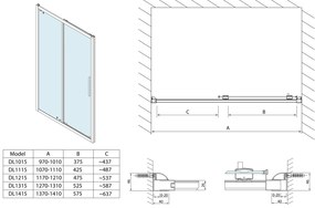 Polysan Polysan, LUCIS LINE sprchové dvere 1100mm, číre sklo, DL1115