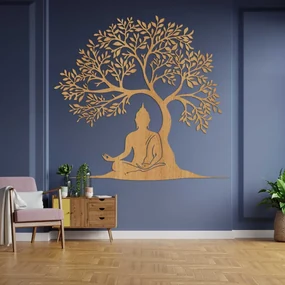 Drevený obraz strom života a Budha | SENTOP HDF0546