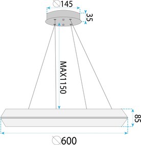 Toolight Toolight, LED stropné svietidlo 60cm, 45W, 4000K, APP1768-CP, zlatá, OSW-04344