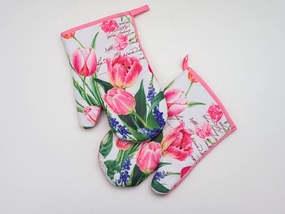 Sada 2 ružových chňapiek s magnetom TULIP