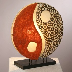 Stolná lampa Ying Yang na drevenom podstavci 33 cm