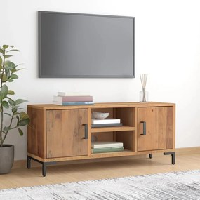 TV stolík hnedý 110x35x48 cm masívna recyklovaná borovica 349917