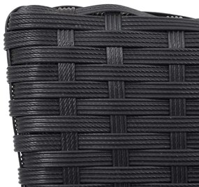 Set 2 záhradných stoličiek HWC-G19, polyratan, stohovateľná - čierne, vankúše tmavo sivé