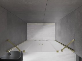 Mexen Velar Duo, posuvné sprchové dvere do otvoru 140 cm, 8mm sklo námraza, zlatá lesklá, 871-140-000-32-50