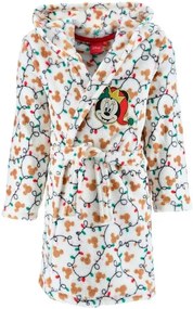 Dievčenský vianočný coral fleece župan s kapucňou Minnie Mouse, EU 104 Biela