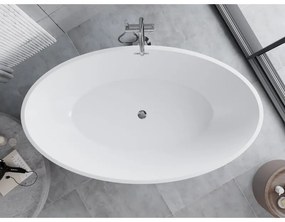 Mexen Nike, voľne stojaca vaňa 175 x 100 cm, biela-čierna, chrómový prepad, 54071751075-01