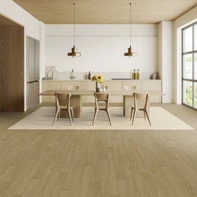 Gerflor, PVC podlaha - lino AladinTex Ultra 0636 Esterel blond, na mieru, šíře 4m, hnedá, filc, chodba / predsieň
