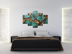Obraz - Zeleno-zlatá maľba (150x105 cm)