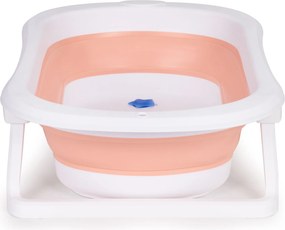 Skladacia detská vaňa ECOTOYS 0–12 m., cestovná, s odtokom a indikátorom teploty, ružová