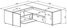 TV stolík v dekore duba v bielo-prírodnej farbe 130x46 cm Angle – TemaHome