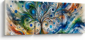 Obraz – Farebný energetický strom (s hodinami) (90x30 cm)