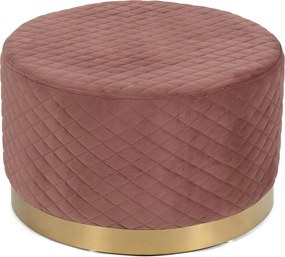 Noela Zamatový puf so zlatou základňou LUMI ružový