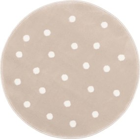Koberec FD Lush bodky, svetlobéžový kruh