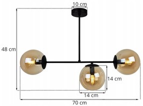 Stropné svietidlo Paris, 3x medové sklenené tienidlo, (výber zo 4 farieb uchytenia)