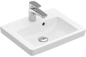 VILLEROY &amp; BOCH Subway 2.0 závesné umývadielko s otvorom (spodná strana brúsená), s prepadom, 500 x 400 mm, biela alpská, s povrchom CeramicPlus, 73155GR1