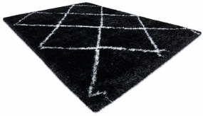Koberec FLUFFY 2373 shaggy kratka, trellis - antracit / biely