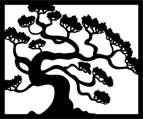 SENTOP | Drevený obraz na stenu strom bonsai z preglejky topoľ DRAZSKA I 3D HODINY PR0214  HEU+