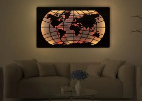 Svietiaci obraz s mapou sveta RGBW