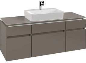 VILLEROY &amp; BOCH Legato závesná skrinka pod umývadlo na dosku (umývadlo v strede), 5 zásuviek, 1400 x 500 x 550 mm, Truffle Grey, B76000VG