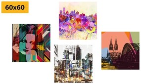 Set obrazov abstraktný život vo veľkomeste - 4x 40x40