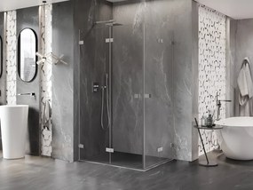 Mexen Lunar-F Duo, skladací sprchový kút 90 x 80 cm, 8mm číre sklo, oceľový profil, 836-090L-080P-97-00