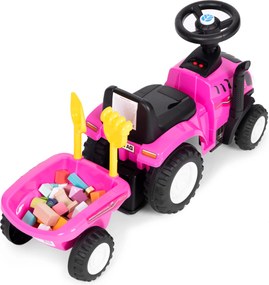 MULTISTORE Jazdítko traktor New Holland s príveskom, interaktívny volant so zvukmi, ružové 12m+