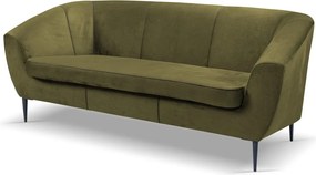 Trojmiestna pohovka Olivio, machovo zelená zamatová tkanina