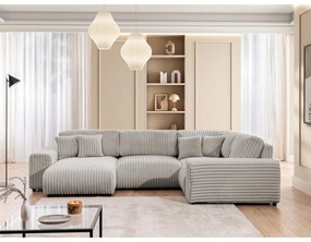 Svetlosivá menčestrová rohová pohovka (pravý roh/do tvaru "U") Justin – Ropez