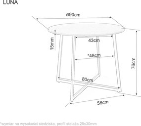 AKCIA Okrúhly jedálenský stôl s doskou v dekore dub LUNA 90x90 II. akosť