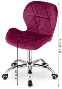 Set do pracovne ZARIMO stôl 80x40 cm biely + kreslo AVOLA VELVET vínové