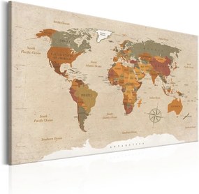 Nástenka s mapou sveta Bimago Beige Chic 120 × 80 cm