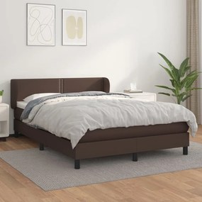 Boxspring posteľ s matracom hnedá 140x190 cm umelá koža 3127250