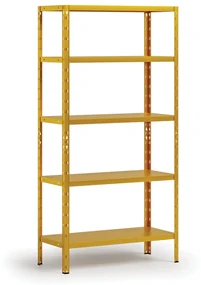 Policový regál 1800x900x400 mm, 5 políc, nosnosť police 70 kg, žltý