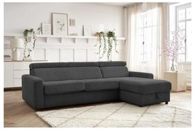 Tmavosivá menčestrová rozkladacia rohová pohovka (variabilná) Monaco – Bobochic Paris