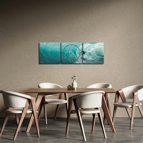 Obraz surfovanie (s hodinami) (90x30 cm)