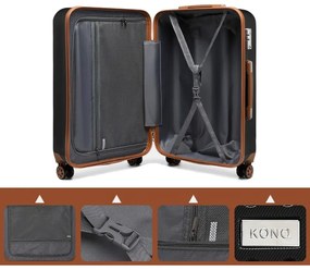 Konofactory Čierny príručný luxusný kufor "Journey" s TSA zámkom