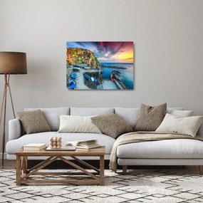 Sklenený obraz - Stredomorská dedina (70x50 cm)