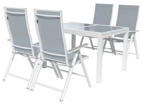 Livarno home Hliníkový záhradný rozkladací stôl Houston + Hliníkové kreslo Houston s vysokým operadlom, 4 kusy  (800008265)