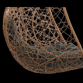 CH PRÍRODNÉ ZÁVESNÉ KRESLO, VANKÚŠ – TMAVOŠEDÁ, RÁM – ČIERNA 115 X 90 X 67 CM